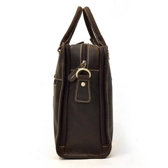 Vintage Leather Brown Men's 14‘’ Laptop Briefcase Professional Briefcase Business Handbag For Men - imessengerbags