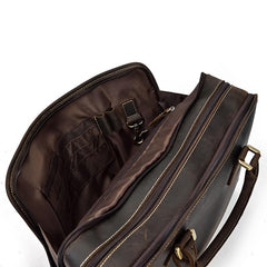Vintage Leather Brown Men's 14‘’ Laptop Briefcase Professional Briefcase Business Handbag For Men - imessengerbags