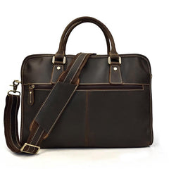 Vintage Leather Brown Men's 14‘’ Laptop Briefcase Professional Briefcase Business Handbag For Men - imessengerbags