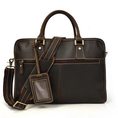 Vintage Leather Brown Men's 14‘’ Laptop Briefcase Professional Briefcase Business Handbag For Men - imessengerbags