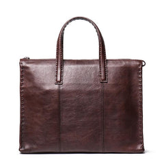 Classy Brown Leather Men's Professional Briefcase 14‘’ Laptop Briefcase For Men