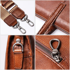 Classy Brown Leather Men's Professional Briefcase 14‘’ Laptop Briefcase For Men - imessengerbags
