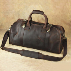 Vintage Leather Men's Coffee Overnight Bag Large Weekender Bag Travel Bag For Men