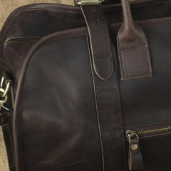 Vintage Leather Men's Coffee Overnight Bag Large Weekender Bag Travel Bag For Men - imessengerbags