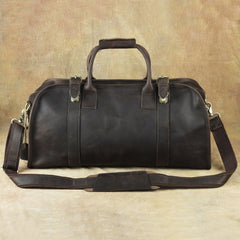 Vintage Leather Men's Coffee Overnight Bag Large Weekender Bag Travel Bag For Men