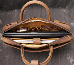 Vintage Leather Mens Briefcase Bag Work Bag Business Bag 15inch Computer Bag For Men - imessengerbags