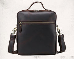 Black Coffee Fashion Leather Mens Vintage Small Handbag Shoulder Bags Side Bag For Men - imessengerbags