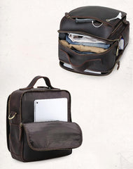 Black Coffee Fashion Leather Mens Vintage Small Handbag Shoulder Bags Side Bag For Men - imessengerbags