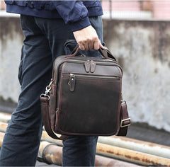 Black Coffee Fashion Leather Mens Vintage Small Handbag Shoulder Bags Side Bag For Men - imessengerbags