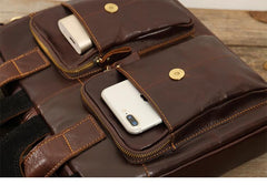 Cool Coffee Leather Mens 13 inches Vertical Briefcase Side Bag Messenger Bags Work Bags Courier Bag for Men - imessengerbags