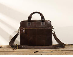 Cool Coffee Leather Mens 13 inches Vertical Briefcase Side Bag Messenger Bags Work Bags Courier Bag for Men - imessengerbags
