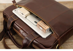 Cool Coffee Leather Mens 13 inches Vertical Briefcase Side Bag Messenger Bags Work Bags Courier Bag for Men - imessengerbags
