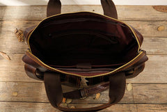 Cool Coffee Leather Mens 13 inches Vertical Briefcase Side Bag Messenger Bags Work Bags Courier Bag for Men - imessengerbags