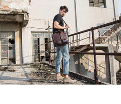 Cool Coffee Leather Mens 13 inches Vertical Briefcase Side Bag Messenger Bags Work Bags Courier Bag for Men - imessengerbags