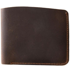Coffee Cool Leather Mens Small Wallet Bifold Vintage Slim billfold Wallet for Men - imessengerbags