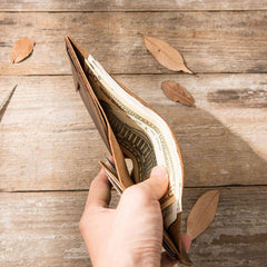 Coffee Cool Leather Mens Small Wallet Bifold Vintage Slim billfold Wallet for Men - imessengerbags
