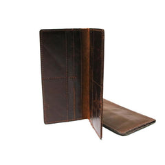 Coffee Leather Long Wallets for men Slim Bifold Vintage Men Long Wallet