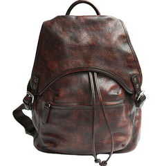 Coffee Leather Mens Backpack Travel Backpack Laptop Backpacks for men