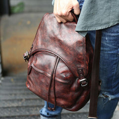 Coffee Leather Mens Backpack Travel Backpack Laptop Backpacks for men
