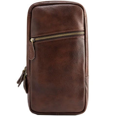 Coffee Leather Mens Sling Bag Sling Shoulder Bag Sling Backpacks for men