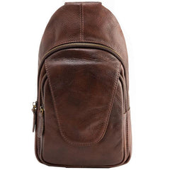 Coffee Leather Mens Sling Bag Sling Shoulder Bags Sling Backpacks for men - imessengerbags