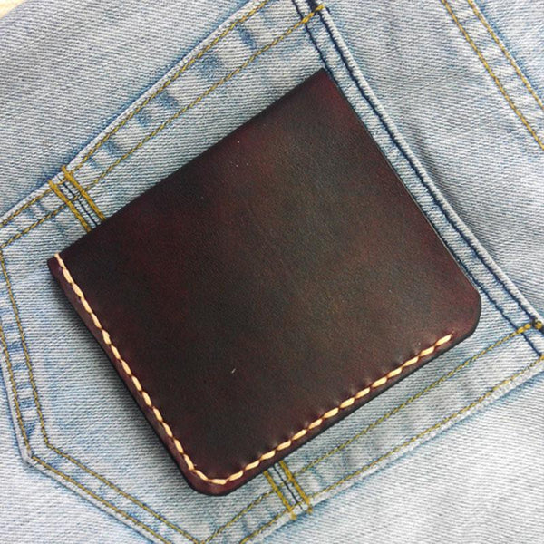 Coffee Vintage Leather Mens Small Wallet Leather Bifold Wallets for Men - imessengerbags