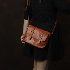 Vintage Brown Leather Men's Side Bag Messenger Bag Brown Courier Bag For Men - imessengerbags