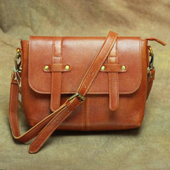 Vintage Brown Leather Men's Side Bag Messenger Bag Brown Courier Bag For Men