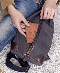 Black Canvas Sling Backpack Men's Sling Bag Chest Bag Canvas One shoulder Backpack For Men