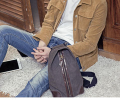 Black Canvas Sling Backpack Men's Sling Bag Chest Bag Canvas One shoulder Backpack For Men - imessengerbags