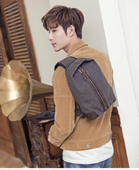 Black Canvas Sling Backpack Men's Sling Bag Chest Bag Canvas One shoulder Backpack For Men - imessengerbags