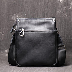 Cool Black LEATHER MENS Vertical SIDE BAGS COURIER BAG Black Vertical MESSENGER BAG FOR MEN