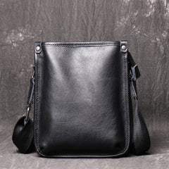 Cool Black LEATHER MENS Vertical SIDE BAGS COURIER BAG Black Vertical MESSENGER BAG FOR MEN