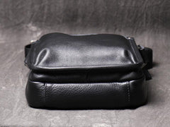 Cool Black LEATHER MENS Vertical SIDE BAGS COURIER BAG Black Vertical MESSENGER BAG FOR MEN