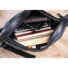 Cool Black Oxford Nylon MENS Waterproof Saddle Bag Side Bag Black Messenger Bag Courier Bag For Men