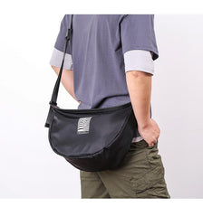 Cool Black Oxford Nylon MENS Waterproof Saddle Bag Side Bag Black Messenger Bag Courier Bag For Men