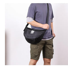 Cool Black Oxford Nylon MENS Waterproof Saddle Bag Side Bag Black Messenger Bag Courier Bag For Men