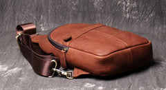 Cool Black Leather Sling Backpack Men's Brown Sling Bag Sling Pack One shoulder Backpack For Men - imessengerbags