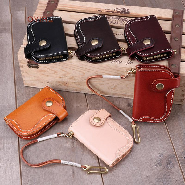 Cool Black Leather Men's Biker Key Wallet Card Holder Key Chain Key Holders Key Holder For Men