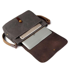 Cool Black Canvas Leather Mens Brown Courier Bag Messenger Bags Casual Postman Bags for Men - imessengerbags