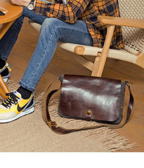Cool Black Canvas Leather Mens Brown Courier Bag Messenger Bags Casual Postman Bags for Men - imessengerbags