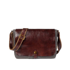 Cool Black Canvas Leather Mens Brown Courier Bag Messenger Bags Casual Postman Bags for Men - imessengerbags