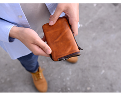Cool Brown Leather Mens Bifold Small Wallets Black billfold Wallet Front Pocket Wallet For Men