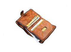 Cool Black Leather Mens Small billfold Wallet Brown Front Pocket Bifold billfold Wallet For Men