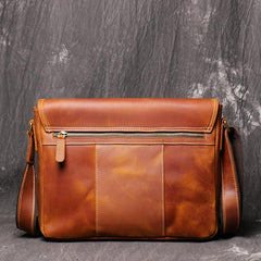 Cool Brown LEATHER MENS 12'' Side BAG COURIER BAG Brown MESSENGER BAG FOR MEN