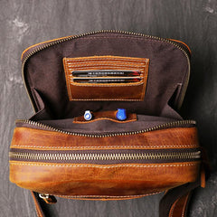 Cool Brown LEATHER MENS Ipad Vertical SIDE BAG COURIER BAG Vertical MESSENGER BAG FOR MEN