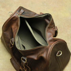 Brown Leather Men's 14 inches Overnight Bag Travel Bag Luggage Weekender Bag For Men - imessengerbags