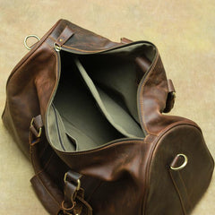 Brown Leather Men's 14 inches Overnight Bag Travel Bag Luggage Weekender Bag For Men