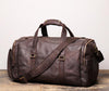 Cool Brown Leather Mens  16" Large Weekender Bag Sport Travel Bag Duffle Bag for Men