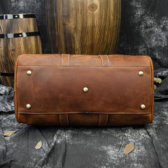 Cool Brown Leather Mens Weekender Bag Dark Coffee Travel Duffle Bag for Men